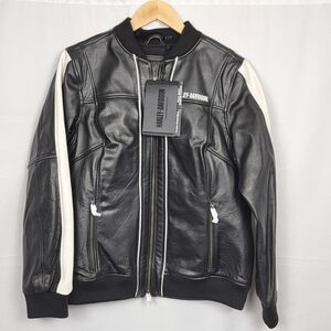 Harley-Davidson Black and White Leather Jacket NEW #2694